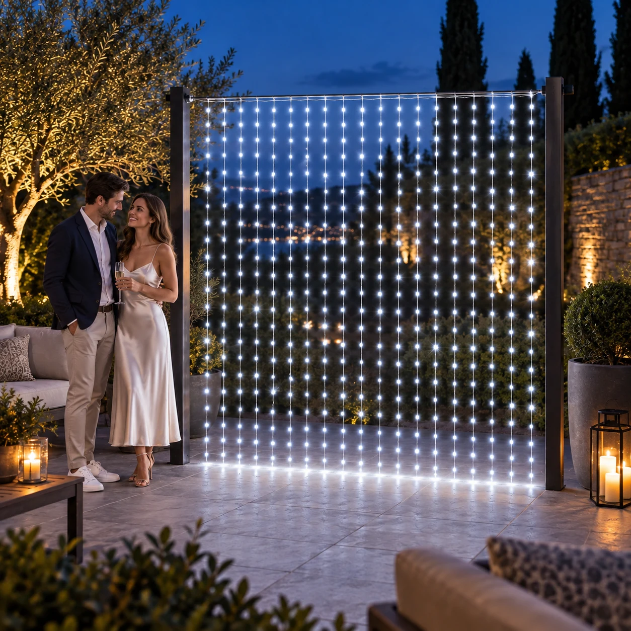 Dış Mekan 2 × 2 Metre 400 LED Beyaz Perde LED