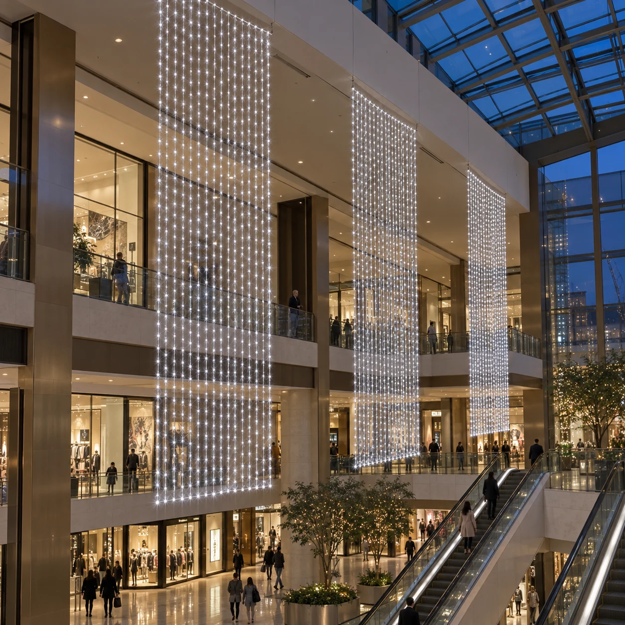 2,5 × 5 Metre 1250 LED Beyaz Perde LED