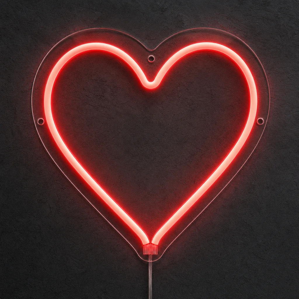 Minimalist Kalp Figürü LED neon tabela