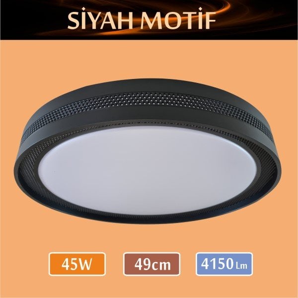 Sıva Üstü Led Panel Siyah Motif 6500K Beyaz