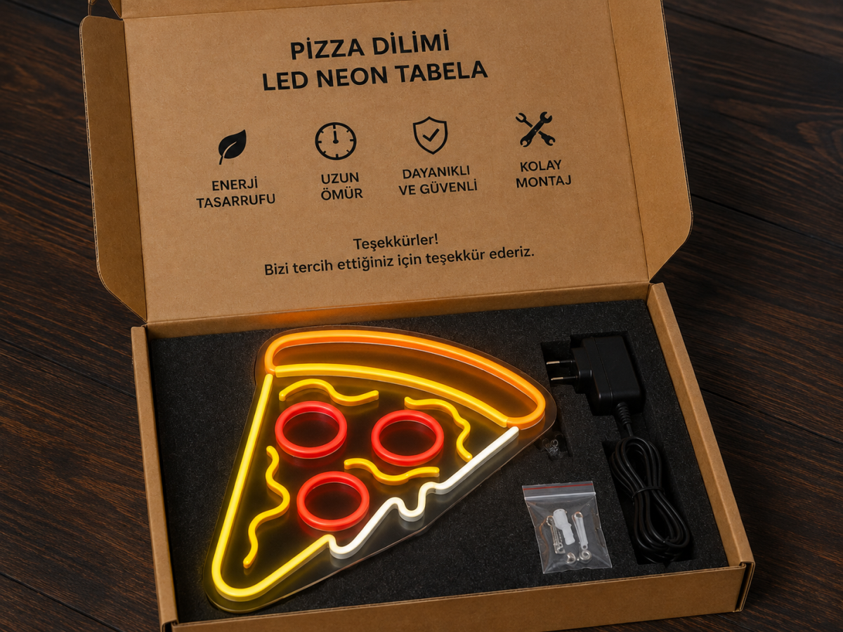 Pizza Dilimi LED Neon Tabela görsel 3