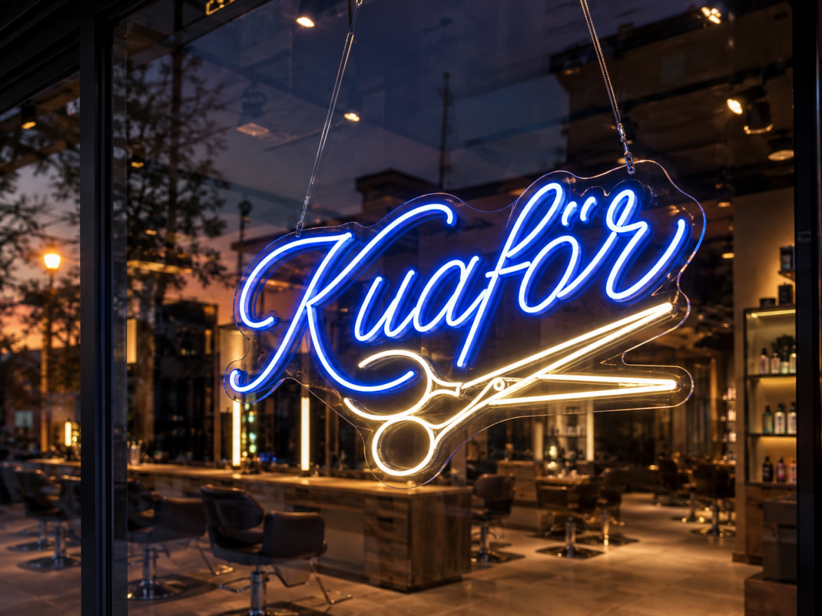 Premium 'Kuaför' Yazılı LED Neon Cam Tabelası görsel 2