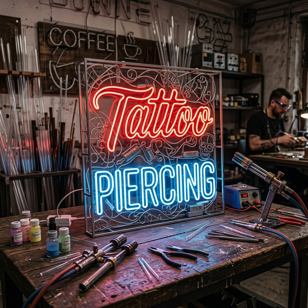 Tattoo & Piercing Neon Tabela görsel 4
