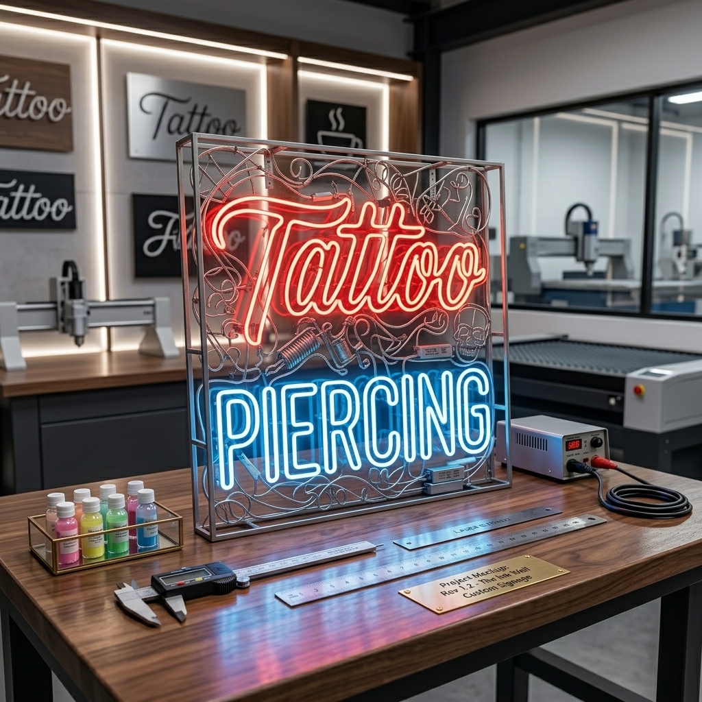 Tattoo & Piercing Neon Tabela görsel 5