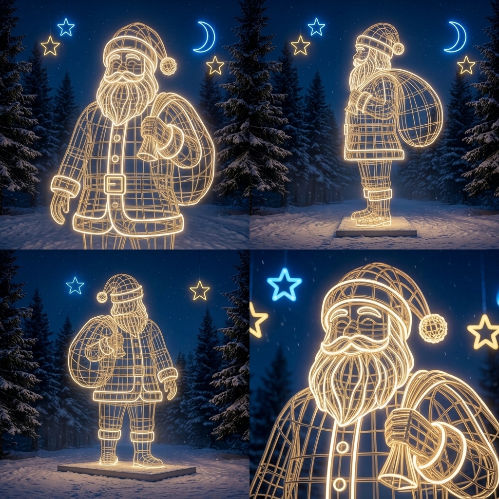 Premium LED Noel Baba Figürlü Neon Alüminyum görsel 4